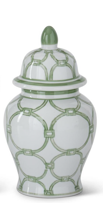 *NEW* Ginger Jar, Green & White Ceramic SMALL