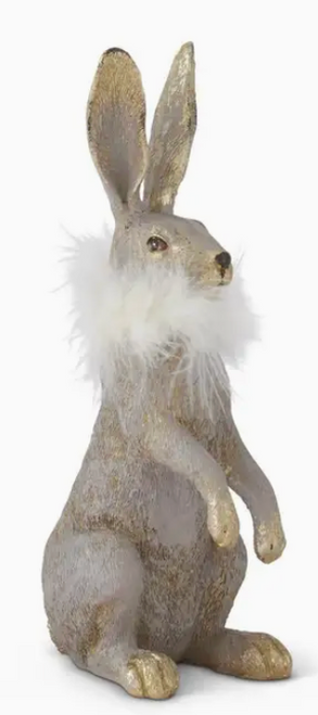 Bunny, Gold With Feather Collar 9"