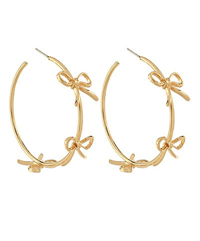 Earrings, Gold Bow Hoops