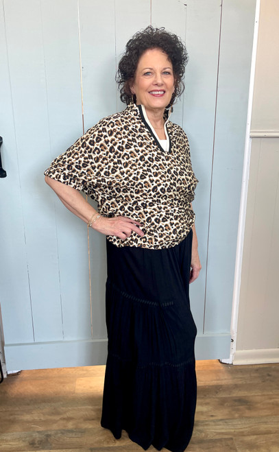 Shirt, Leopard Abby Dolman Top 1X