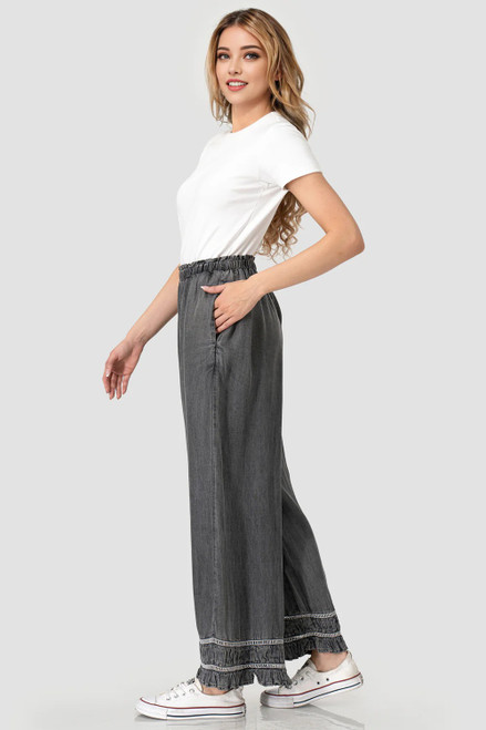 Pants, Ruffled Bottom Black Wash SMALL