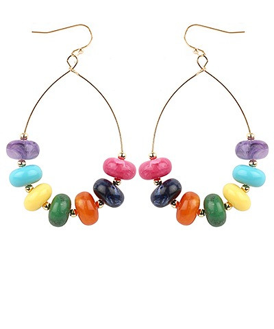 Earrings, Multi-Color Bead Fishhooks