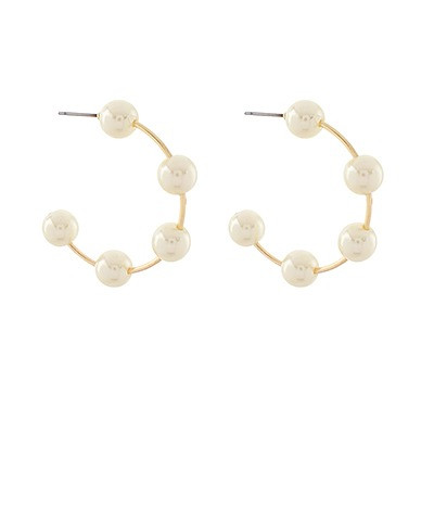 Earrings, Pearl Hoops SMALL