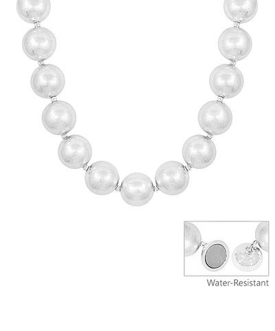 Necklace, Silver Worn Gold Large Beads Magnetic Closure