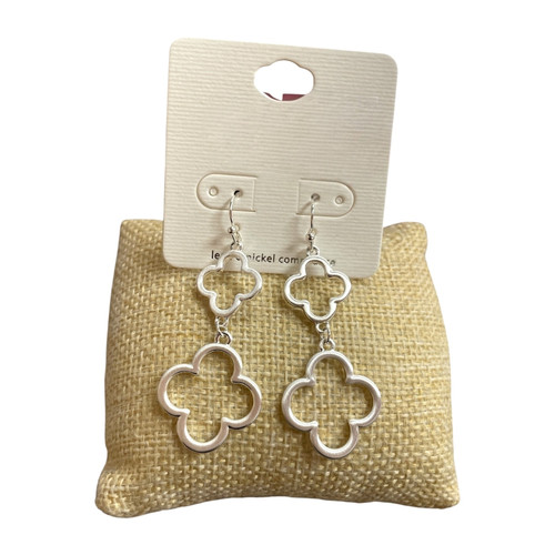 Earrings, Two Clover Dangle Silver
