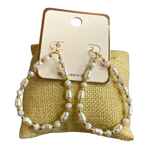 Earrings, Pastel Crystal & Pearl Teardrop