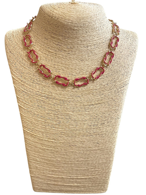 Necklace, Pink Chain Link