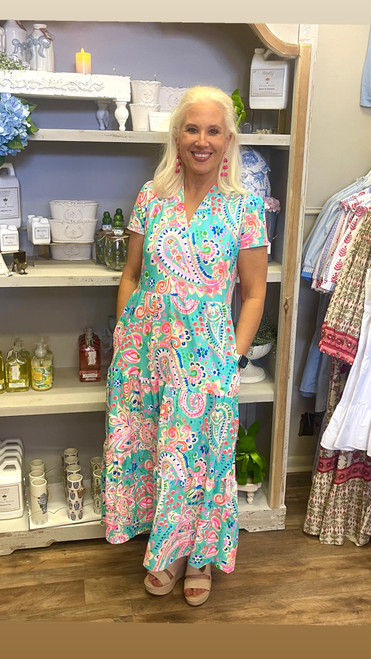 Dress, Dry Fit Gail Short Sleeve Tiered Midi Dress