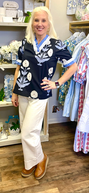 Shirt, Lori Poplin Navy