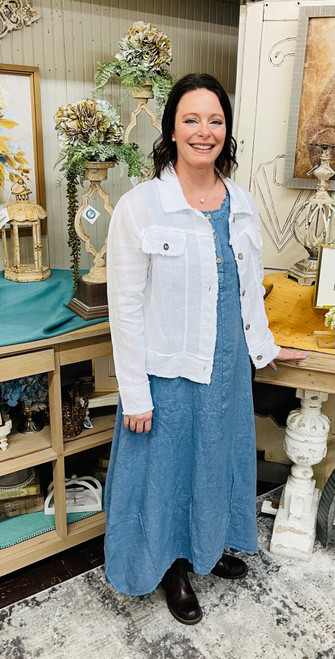 Shirt, Linen White 3-Button