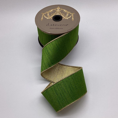 Ribbon, Grass Green Gold Back