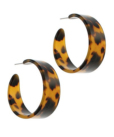 Earrings, Tortoise Shell Hoops, Acrylic Posts