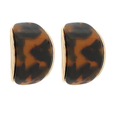 Earrings, Curved Tortoise Shell, Posts