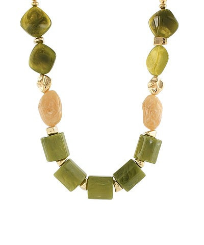 Necklace, Mossy Green and Cream Beads