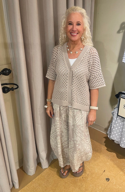 Sweater, Stone Crochet Button Up