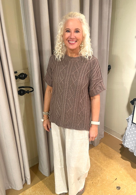 Sweater, Cable Knit Brown