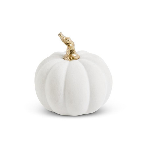 Pumpkin, White Velvet With Twisted Gold Stem