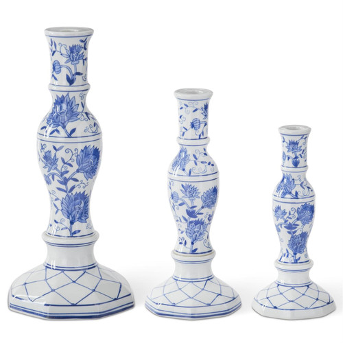 Candleholder, Blue & White Chinoiserie