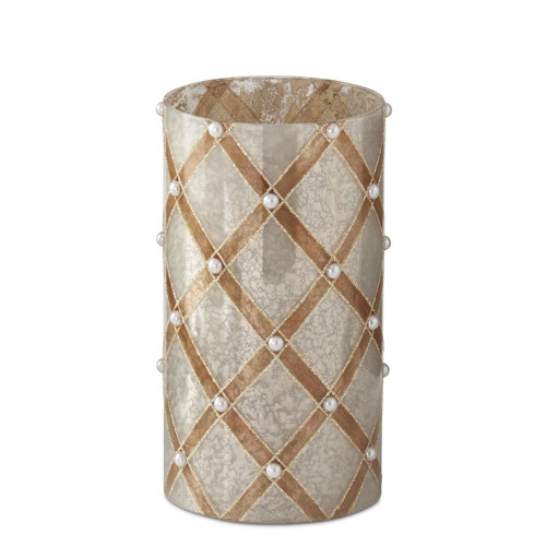 Water Candle Slip Cover, Glittered Silver & Copper Mercury Glass