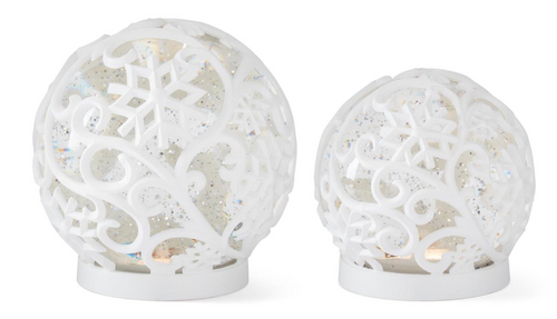 Globe Water Globe, White Snowflake Spinning