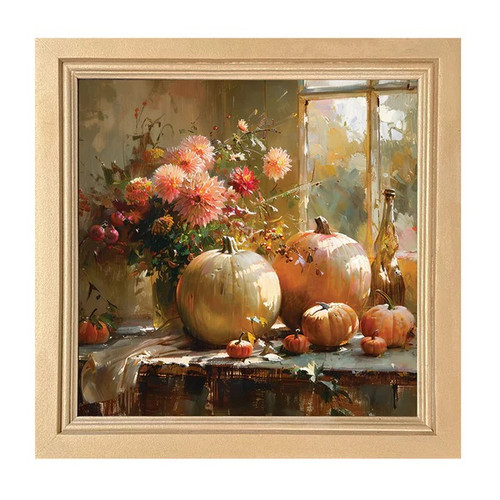 Wall Art, Farm Window Pumpkin 8.5x8.5