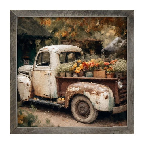 Wall Art, Truck With Pumpkins 18"x18"
