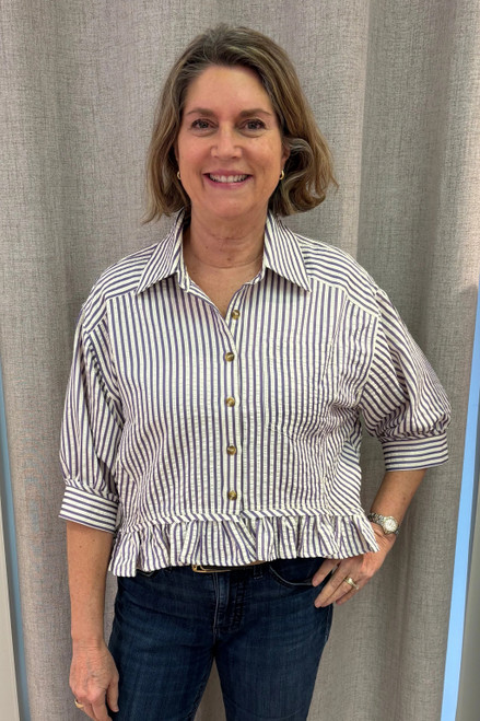 Shirt, Brown and White Gingham Parker Button Up