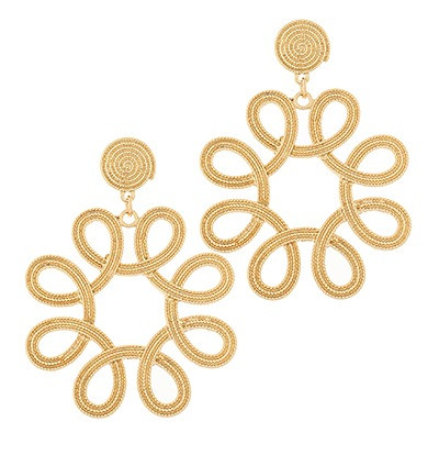 Earrings, Swirled Gold Studs