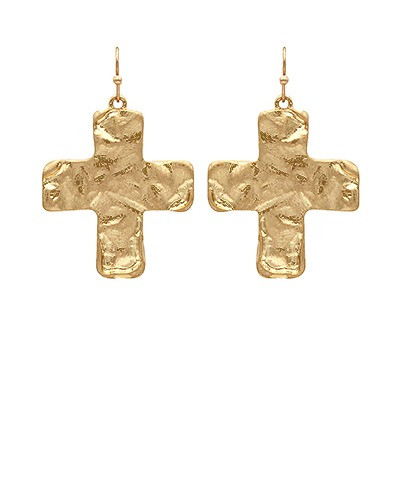 Earrings, Vintage Gold Cross