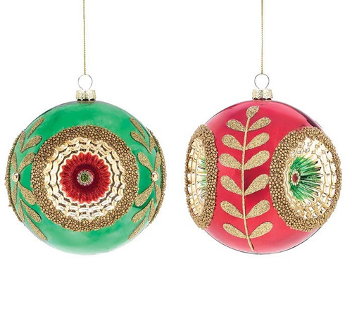 Ornaments, Red and Green Retro Assorted