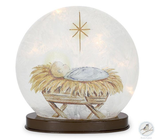 Glass Light Sitter, Baby Jesus In Manger
