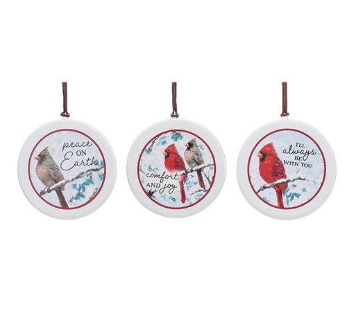 Ornament, Cardinal Disc Ceramic Assorted