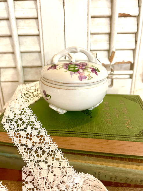 Trinket Box, Hand-painted Violets