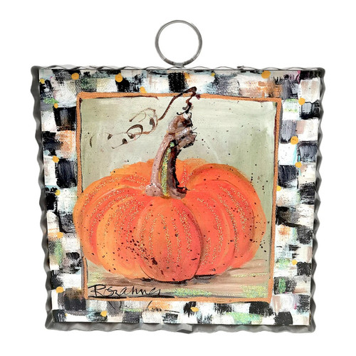 Mini Gallery, Mini Art Orange Pumpkin with Checkered Border