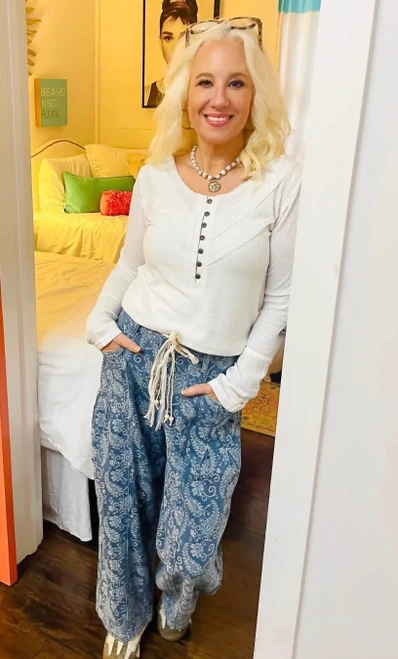 Jeans, Denim With Embroidered Paisley