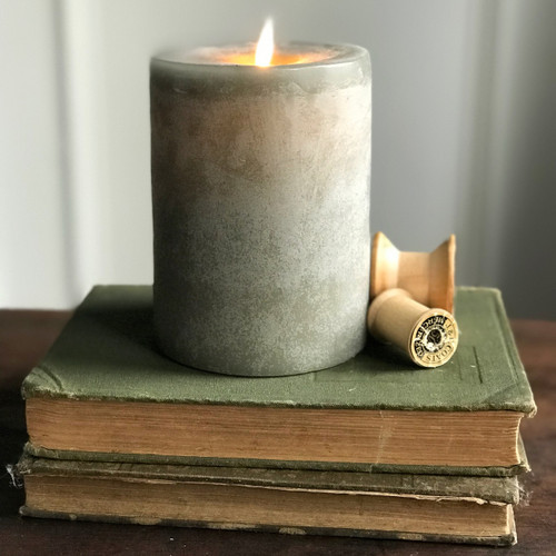 Moving Flame, Grey Chalky Candle 3.5 x 5 SMALL