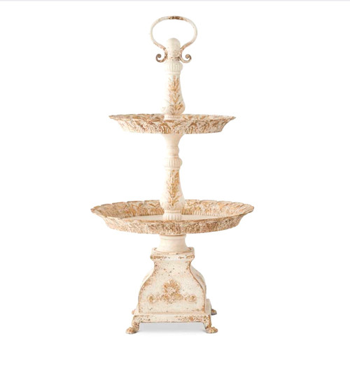  White Chippy Metal Stand, Gold Wash LARGE