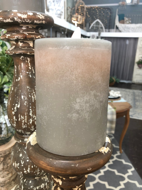 Moving Flame Grey Chalky Candle 3.5 X 7 MEDIUM