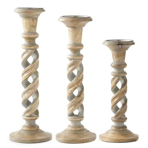 *LAST ONE* Spiral Candlestick, Wooden, SMALL
