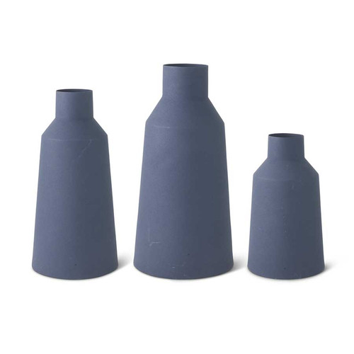 Navy Blue Matte Metal Vase, TALL LARGE