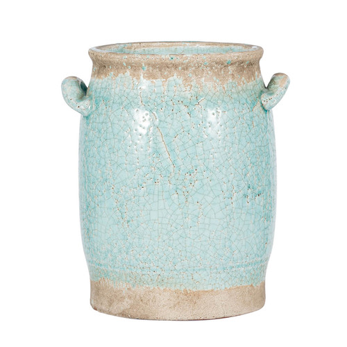 Aqua Ceramic Crackle Vase MEDIUM