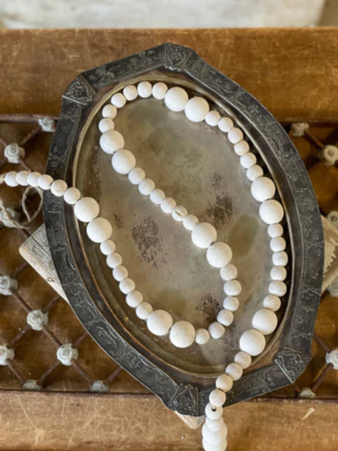 Garland, Wooden Beads, White Wash