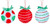 Ornament, Disc White With Red and Green Stripes And Dots