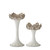 Candleholder, White & Gold Floral Edge Pillar LARGE