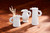 Twisted Handle White Pitchers