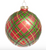 Ornament, Red Green Plaid Glass Ball, 4"