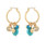 Earrings, Turquoise and Gold Charm Hoops