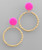 Earrings, Hot Pink Beaded Gold Fishhooks