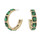 Earrings, Green Jeweled Hoops