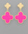 Earrings, Pink Clover Drop Post